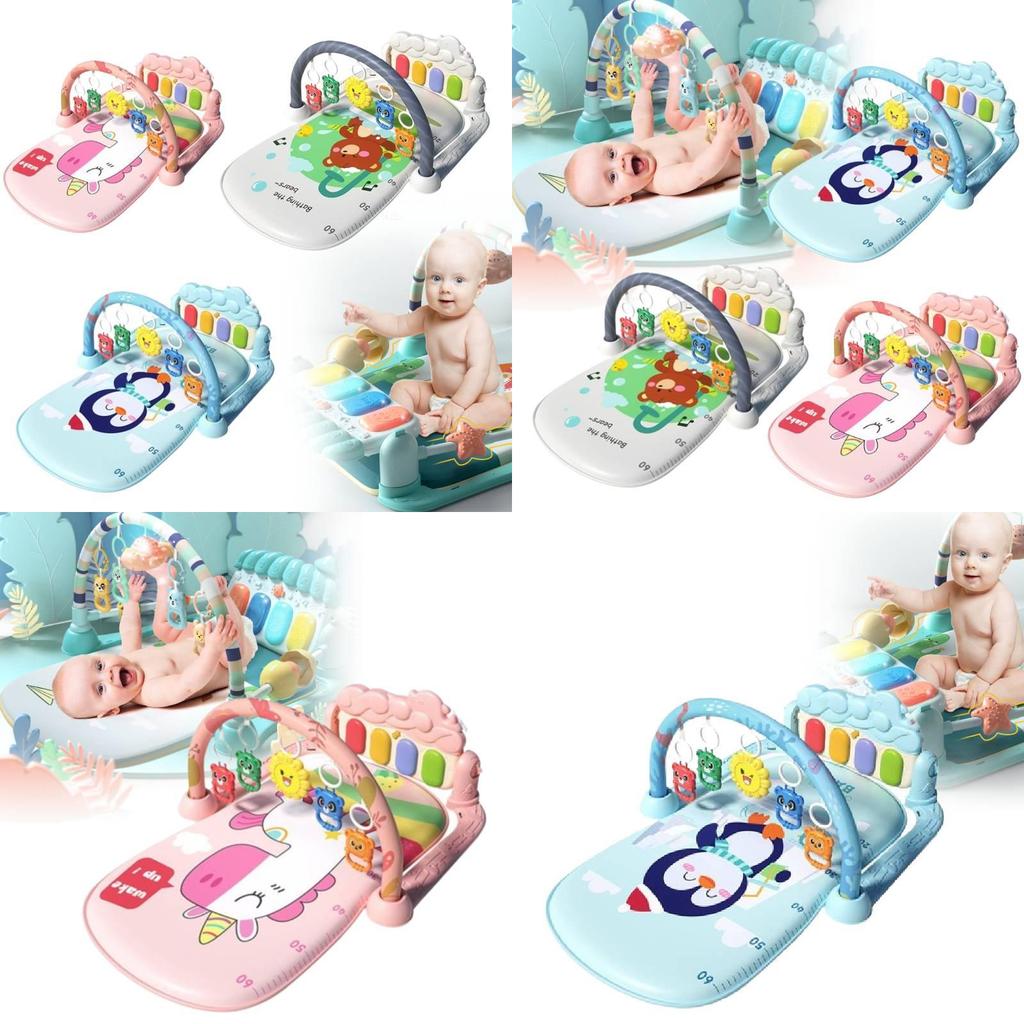 Infant Musical Piano Baby Gym Mat With Detachable Hanging Toys And Light-up Features