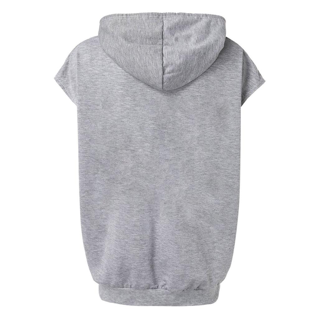 Женские летние футболки без рукавов с капюшоном, толстовки с капюшоном, свободные повседневные туники, толстовки
