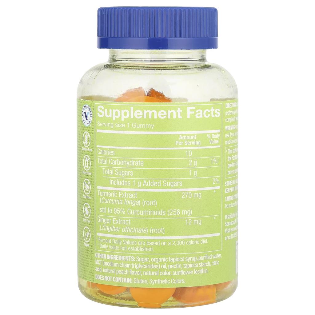 Turmeric Gummies, Peach Gummies, 60 Pieces