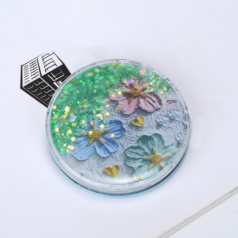 Портативное двухстороннее складное косметическое зеркало с перетекающим сверкающим песком, женские подарки, мини-зеркало для макияжа, компактные карманные зеркала