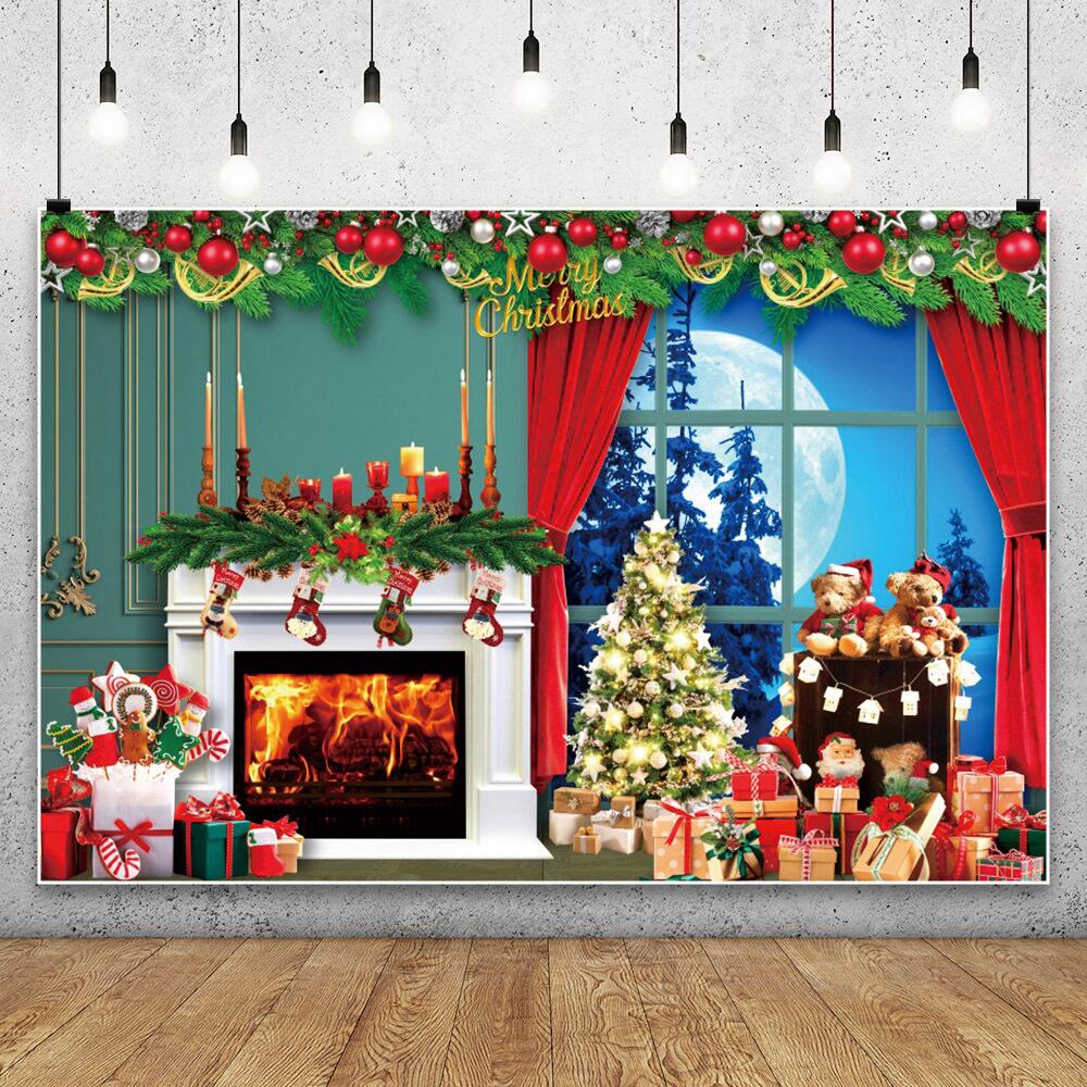 Winter Snowflake Christmas Photography Backdrop Decor Xmas Pine Tree Snowman Glitter Merry Christmas Party Photo Background Prop