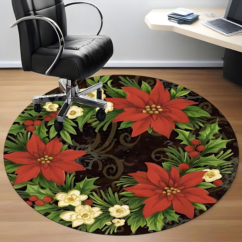 1PC Christmas Wreath Chair Carpet for Office, Indoor Non-Slip Washable Carpet, Soft Comfortable Mat For Office Room yy250930112