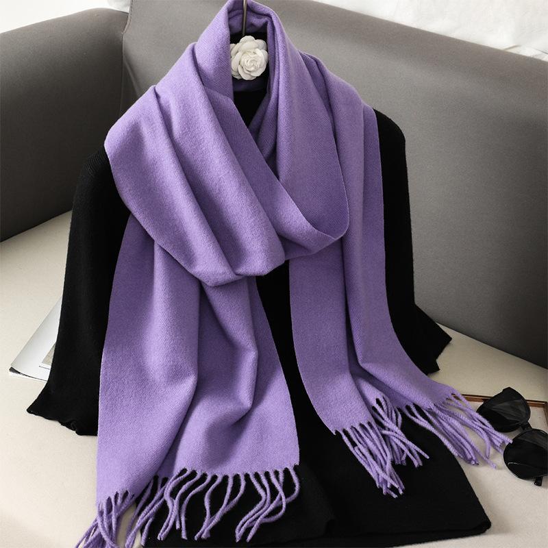 62Color Solid Women Winter Scarf Теплый Утолщенный Кашемировый Шаль Уличная Мода Роскошные Кисточки Пашмина Дамская Накидка Ветрозащитные Шарфы