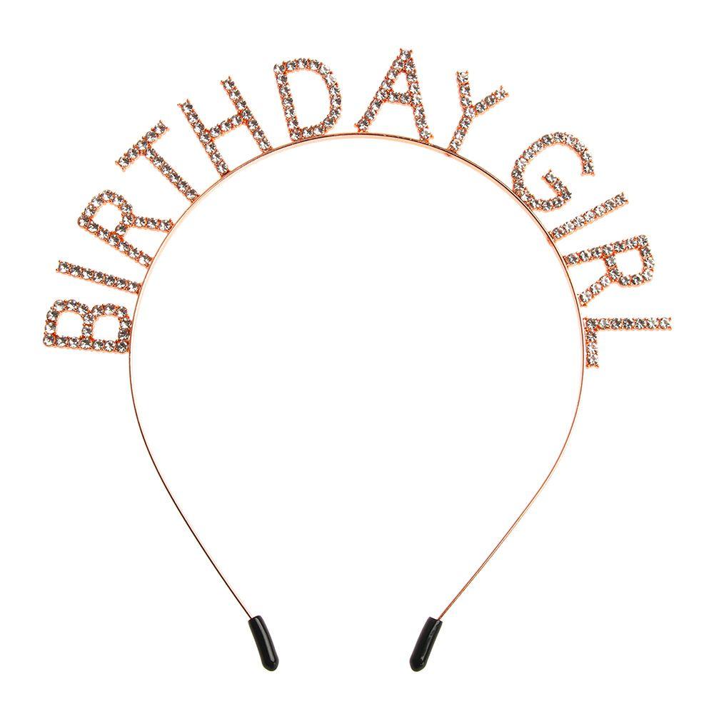 Fashion Rhinestone Metal Alloy Birthday Party Tiara Birthday Girl Headband Hair Hoop Princess Crown