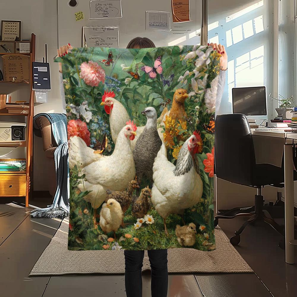1PC Bloom Flock Print Flannel Blanket, High quality Comfortable for All Seasons, Home Decor, Warmth and Comfort