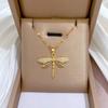 Stainless Steel Personality Dragonfly Pendant Necklace For Women Fashion Girls Clavicle Chain Party Jewelry Gifts Wholesale
