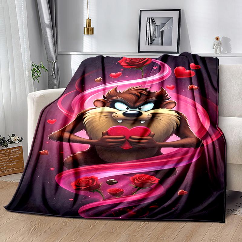 1pc Blanket Taz Mania Print Design, Lightweight Blanket for Sofa, Bed- Soft &Warm, Gift for All Seasons like Christmas, Halloween