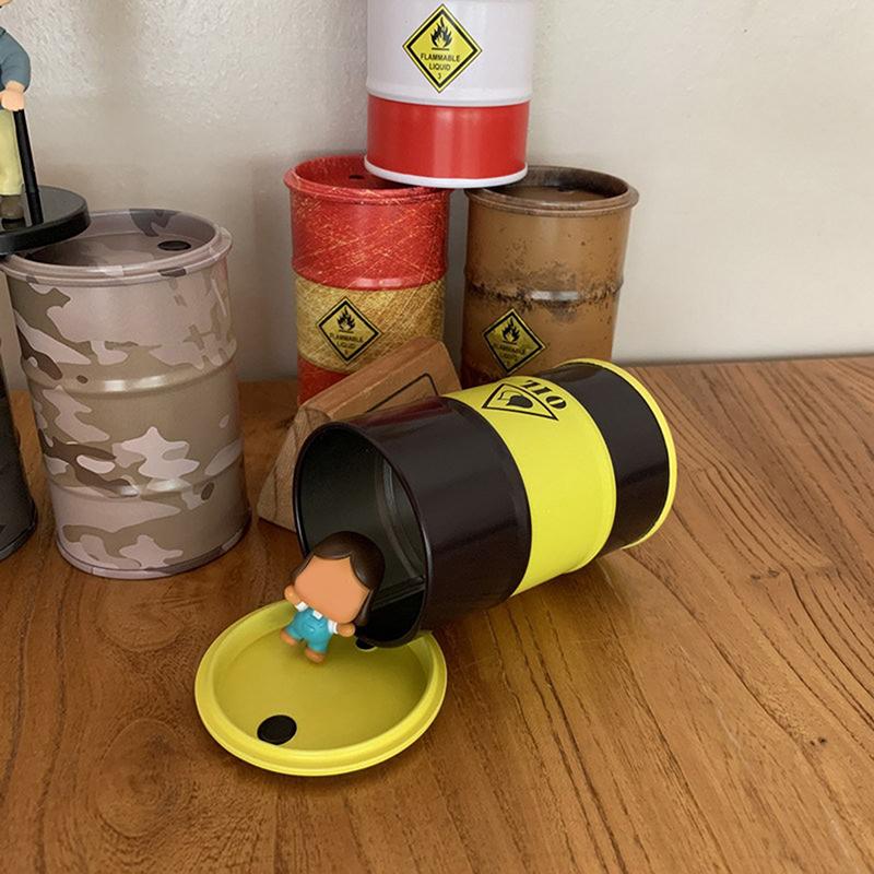 Имитация компактного металлического топливного бака, контейнер для хранения, креативный мини-органайзер для рабочего стола, миниатюрные аксессуары для украшения стола