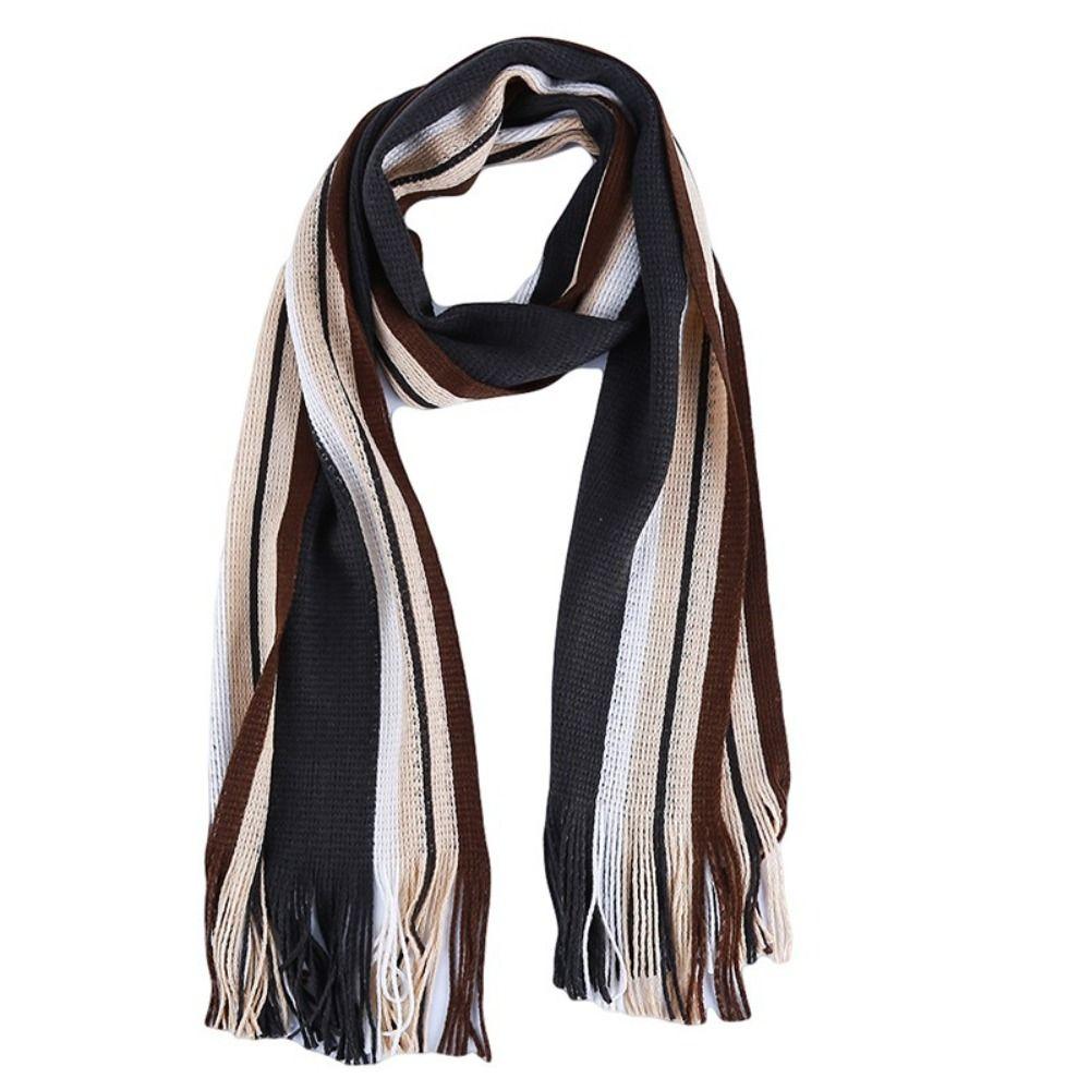 Neck Warm Men Striped Scarf Thick Neck Wrap Casual Winter Long Shawl
