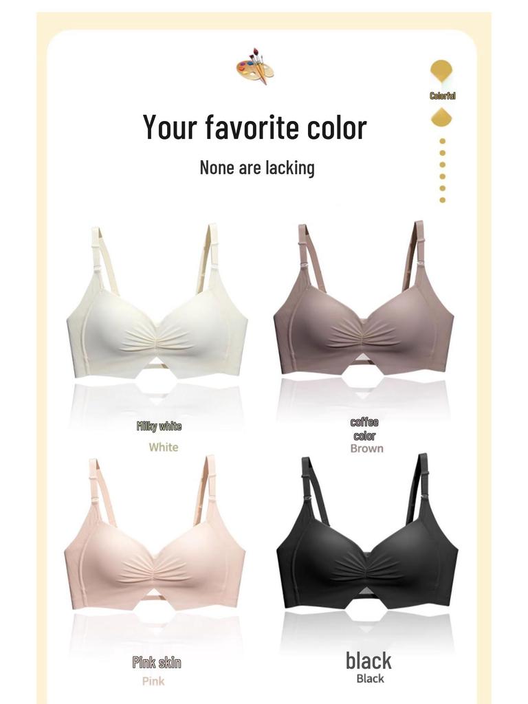 Seamless Adjustable Shaping Bra for Women with Large Busts, Push-Up, Side Support, Anti-Sagging, Thin Milk Cotton Cup