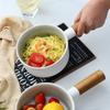 Ceramic Salad Bowl Wooden Handle Soup Bowl Fruit Serving Bowl Snack Bowl Noodle Bowl Soup Mugs with Handles