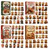 Farmhouse Style Seasonal Decor Christmas Highland Cow Advent Calendar, 24 Cute 3D Collectible Mini Thanksgiving Keepsake Gifts Figures, Holiday