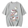 2026 новый летний милый графический топ HelloKitty повседневный хлопковый топ с коротким рукавом для женщин и девочек Каваи мультяшный принт Streetwear