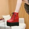 2025 New 12CM High Heel Platform Ankle Boots Women Genuine Leather Round Toe Creepers Thick Sole Oxfords Party Pumps Punk Goth