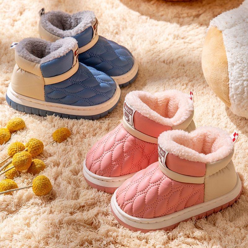 Детские хлопковые туфли зимние утолщенные ПУ кожаные водонепроницаемые домашние хлопковые тапочки противолыжные ботинки для мальчиков и девочек