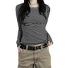 Women Striped Top Grunge Fairycore Casual Long Sleeve T Shirt Y2k Women Clothes 2000s Tee Autumn Streetwear