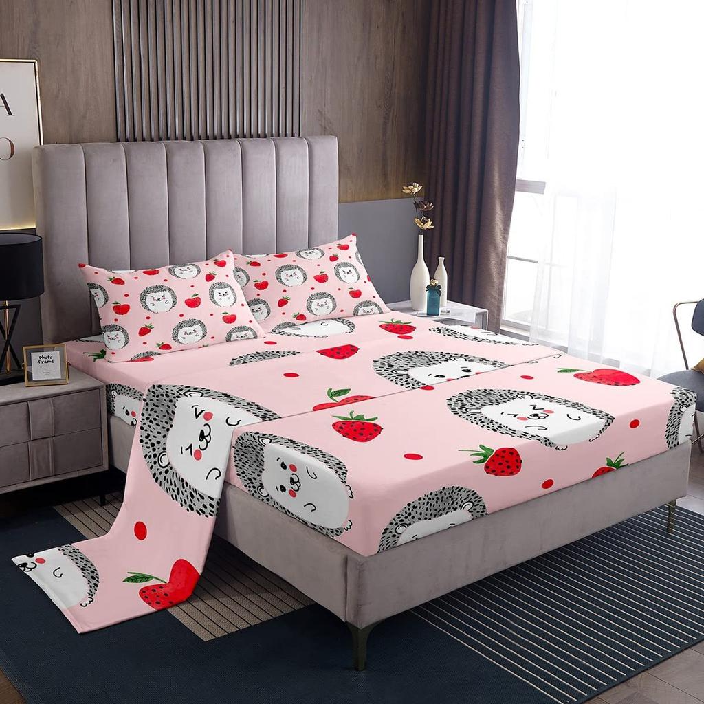 Cartoon Marine Animal Pattern Bed Hat Four-Piece Bedding Set Bedroom Dormitory Bedding Decoration