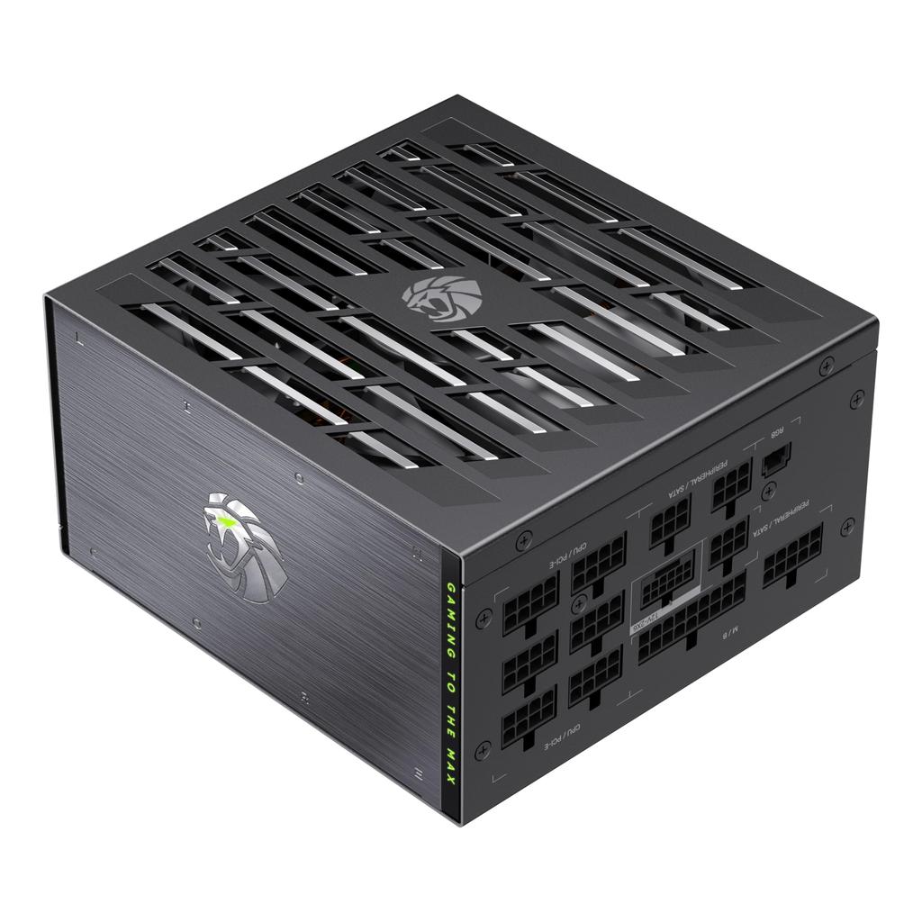 Блок питания GAMEMAX LION CORE 1000W 80+ Platinum, полностью модульный, совместимый с ATX3.1/PCIe5.1, разъемы 12V-2x6, RGB-подсветка, совместимый с RTX 4050,