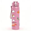 1PC Paper Plane Fly Doodle Pattern 750ml Color Plastic Sports Water Bottle Leakproof Flip Straw Lid Suitable for Sports Office Home Use