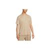 Plain Round Neck Short Sleeve T-Shirt With Sleeve Logo Embroidery Men Tops Khaki DQ4301-010
