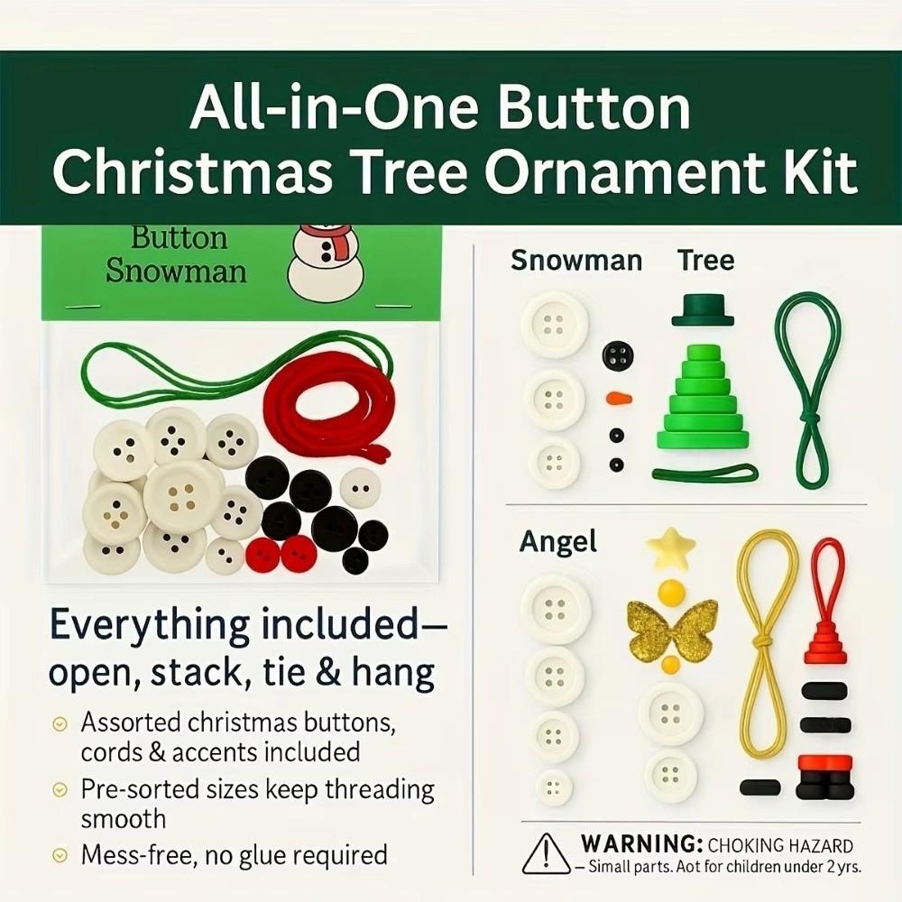 Colorful Buttons DIY Button Snowman Ornament Handmade Button Snowman Kit Christmas Trees