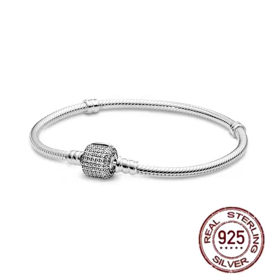 1/100 S925 silver heart crown snake bone bracelet women fashion jewelry DIY bracelet gift for her