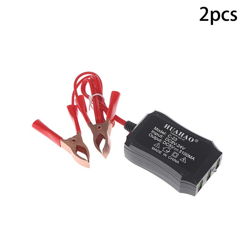 Новый 1/2 шт. 12 В 24 В в 5 В Аварийный USB-адаптер питания с 3 USB-портами и зажимом для аккумулятора для высокоэффективной зарядки телефона