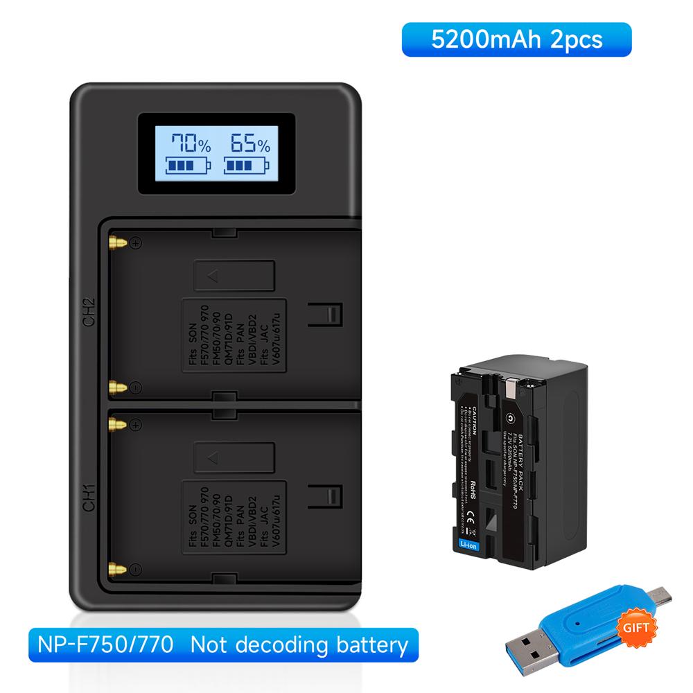 5200 мАч NP-F750 F770 F750 Аккумулятор NP-F770 Зарядное устройство с ЖК-дисплеем для Sony NP F970 F960 F550 F570 QM91D TRU47E