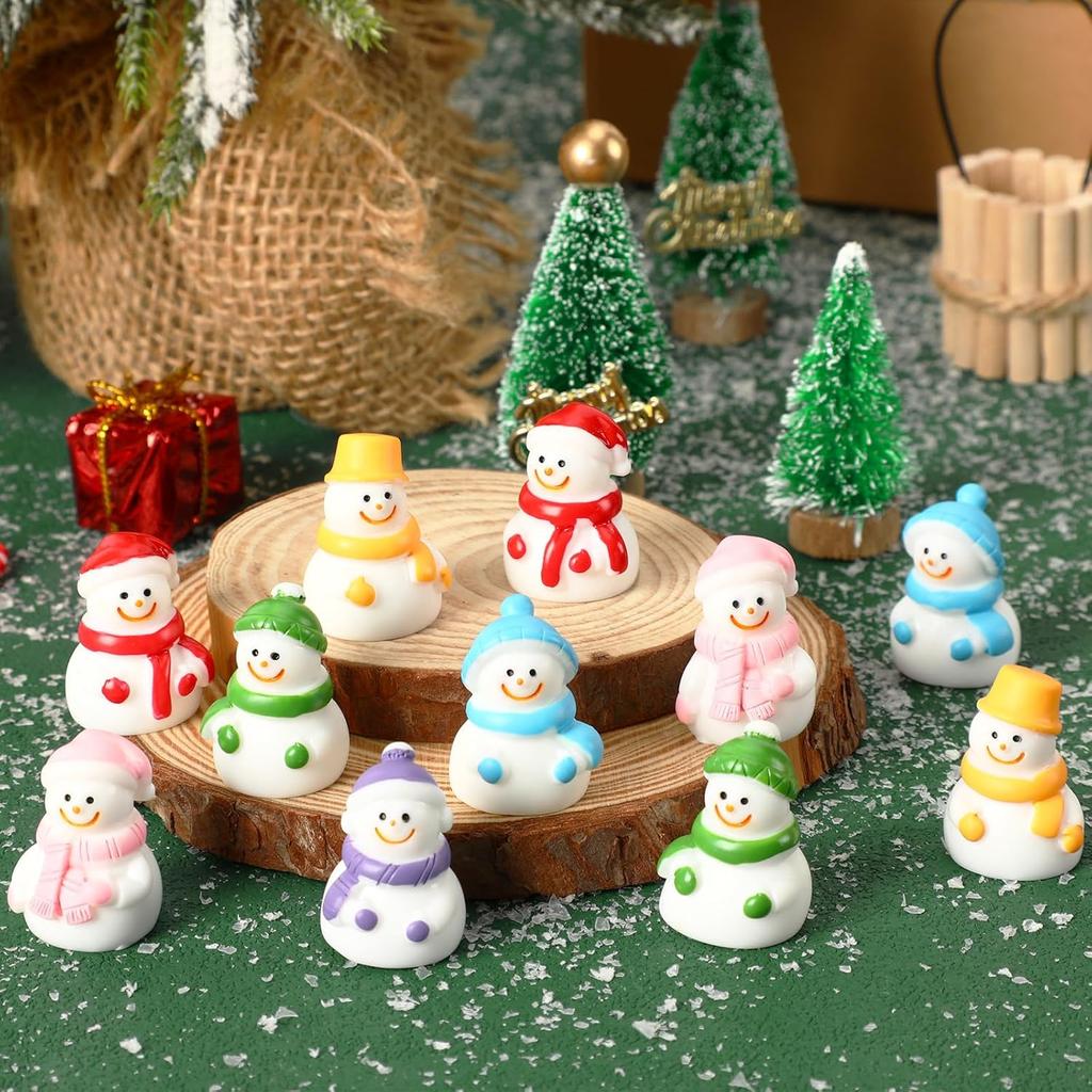 5/10Pcs Mini Resin Snowman Figurines Christmas Xmas Ornaments For Diy Fairy Garden Home Tree Decor Holiday Gift