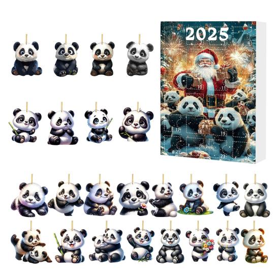 2025 Рождественский Панда Адвент-календарь Мультяшный 2D Акриловый Подвеска Панда Календарь Обратного Отсчета Многофункциональные Домашние Украшения