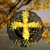 Metal 3D Cross Wind Spinner Outdoor Hanging Decor with 360 Rotating Hook Garden Yard Balcony Decoration for All Seasons
