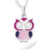 [R3803] - Серебряный кулон "Сова" розово-фиолетовый, серебро (родий) - 12x10 мм