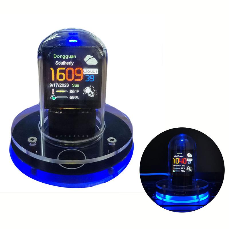 Многофункциональные часы с метеостанцией WIFI и анимационными загрузками, функцией электронного фотоальбома, украшением рабочего стола