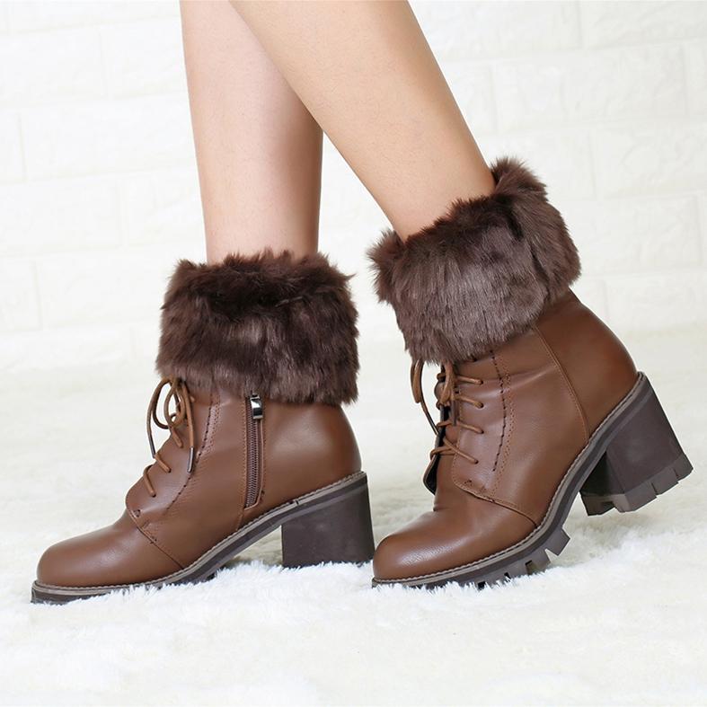 Женские зимние модные меховые манжеты, топперы с отделкой, носки для ботинок, вязаные гетры