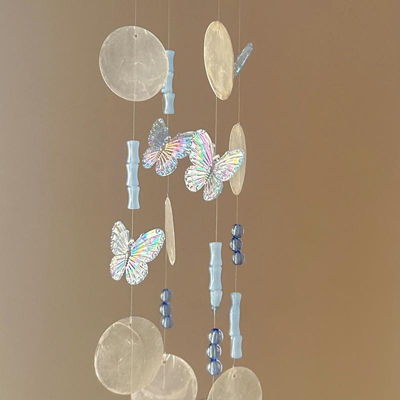 1Kit Handmade Shell Wind Chime Elegant Butterfly Wind Chime Gift Wind Chime Material Pack Photography Props 3 Colors