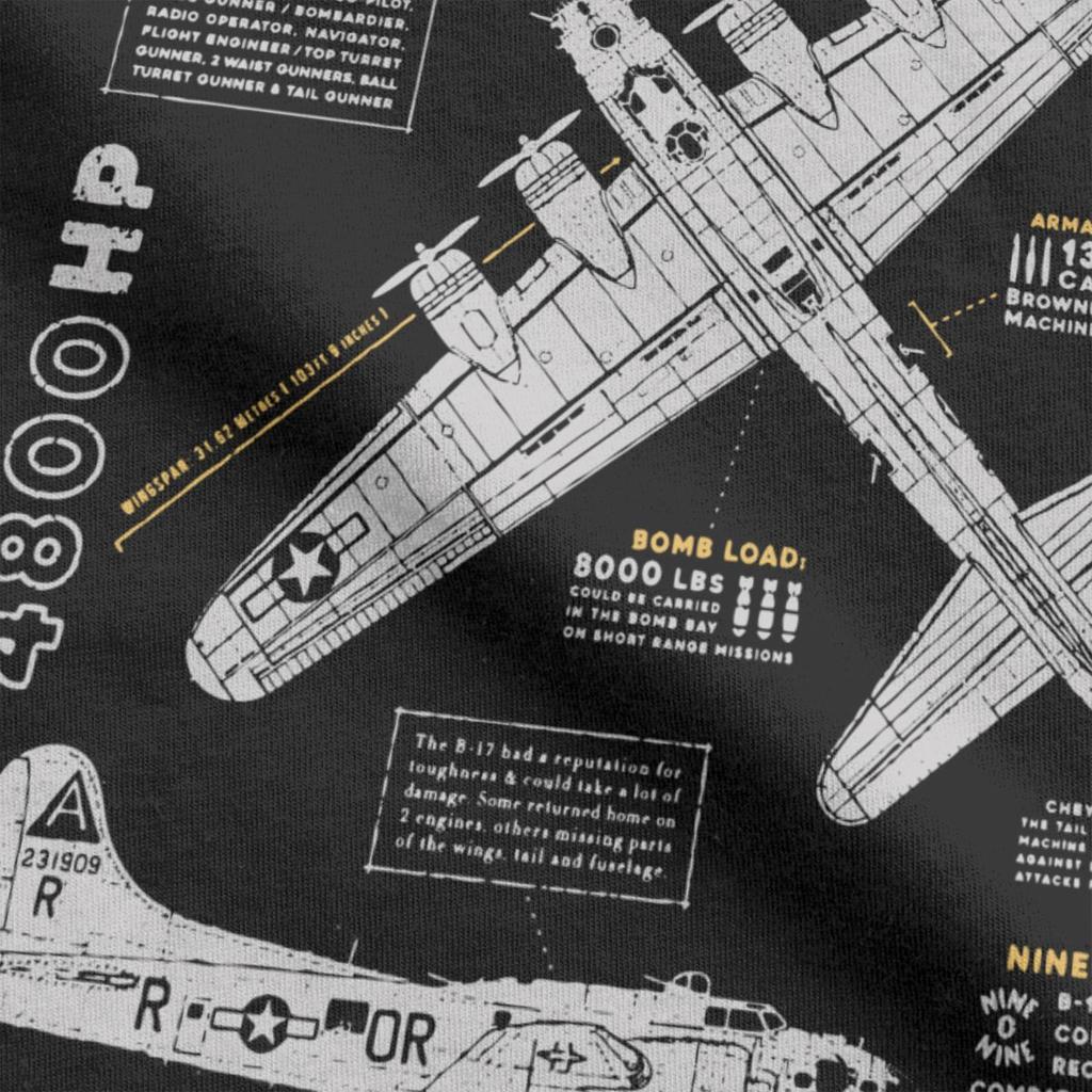 Мужские футболки B-17 Flying Fortress Humor Хлопковые футболки Истребитель Самолет Самолет Футболка Топы 4XL 5XL