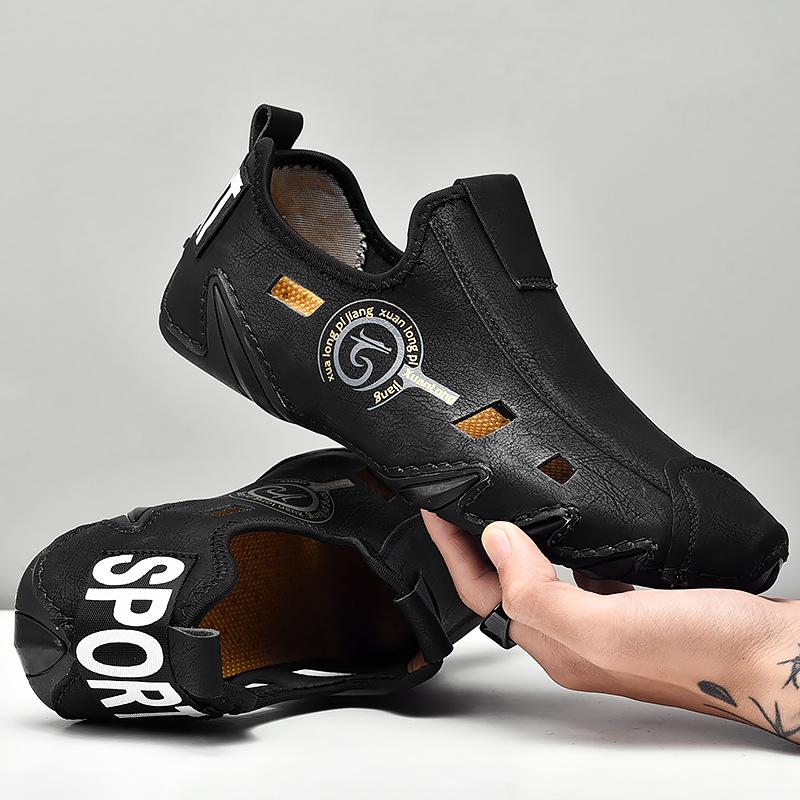 Мужская спортивная обувь больших размеров, кожаные туфли с мягкой подошвой и туфли-бобы с мягкой подошвой