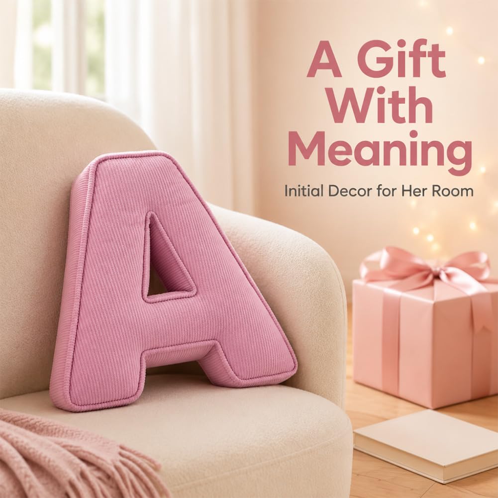 Pink letter corduroy pillow soft cute L-shaped cushion sofa bedroom living room decorative pillow