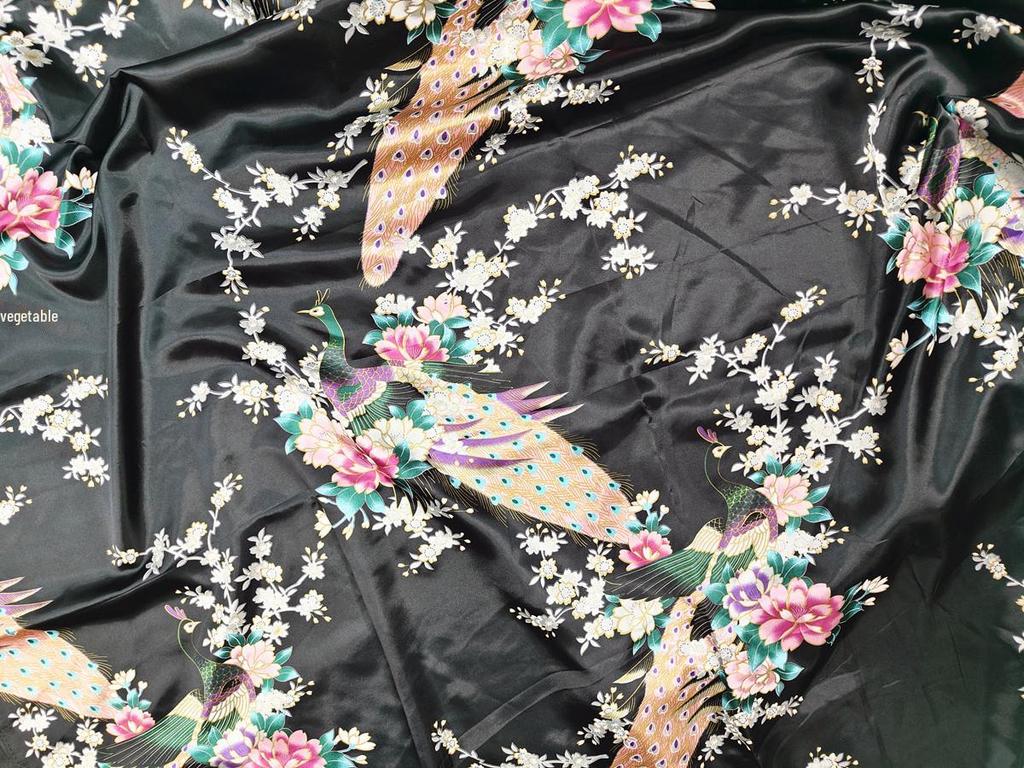 «Ткань ципао с принтом из атласного шелка и лента для головного убора»