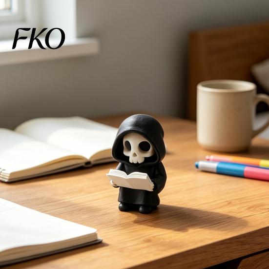 Compact Desk Decoration Dark Style Halloween Ornament, Mini 3D Printed Hooded Skull Durable Print Exquisite Details Sculpture, for