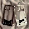 Cute Black Cat Pattern Hard Clear Phone Case For iPhone 15 16 Pro Max Plus 16E 14 13 12 11 Pro XS Max XR X 7 8 Plus SE2 Cover