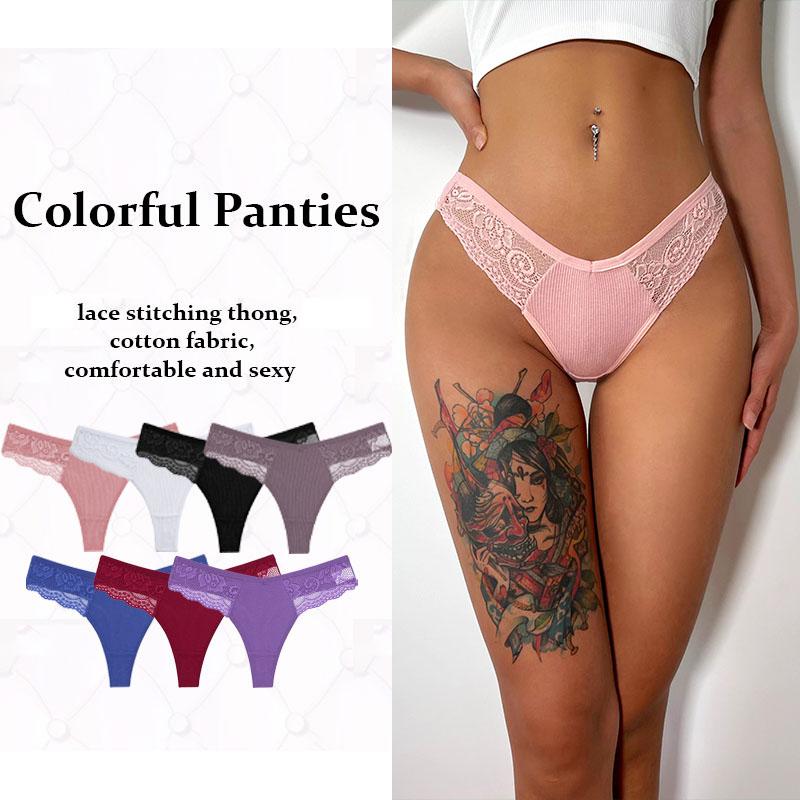 3 шт./компл. женские хлопковые стринги, кружевные трусы-бикини, женские стринги, нижнее белье, мягкие трусики-стринги, женское нижнее белье S-XL