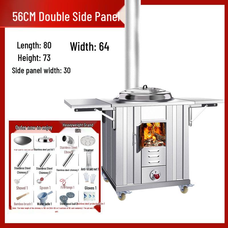 Portable Stainless Steel Wood Stove for Outdoor Cooking