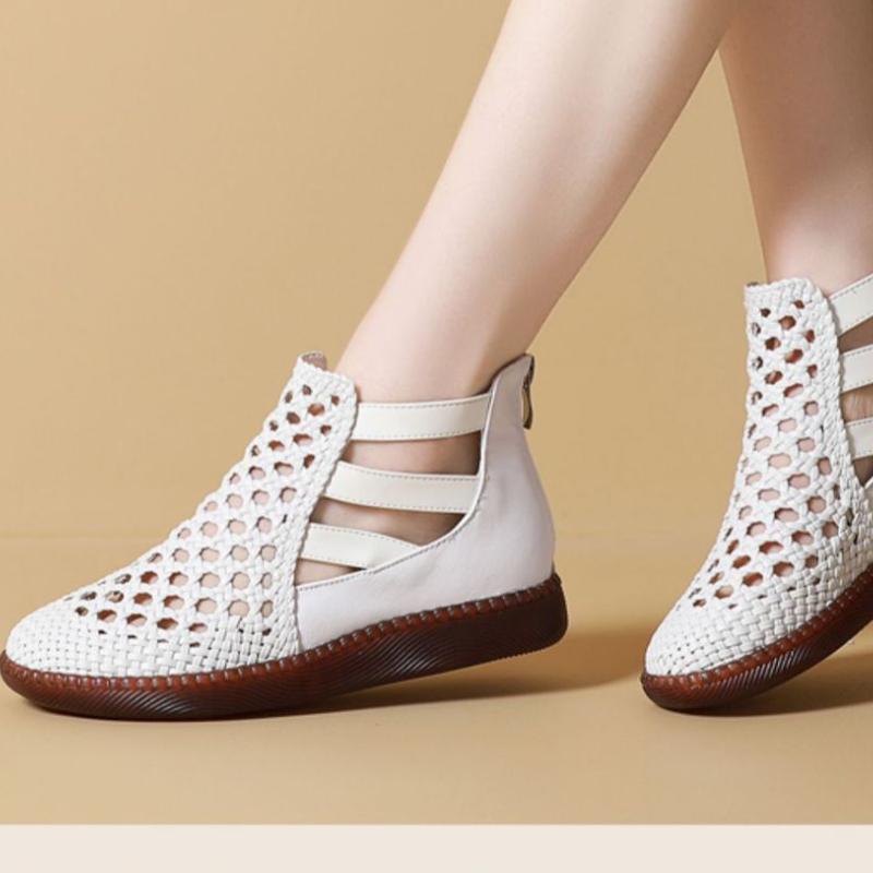 Женские ботинки, сандалии на платформе, большой размер 2025, женская обувь, летние сандалии, дышащие, с вырезами, на плоской подошве, женские ботинки, сандалии для женщин