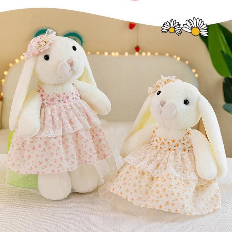 Floral Print Princess Bunny Plush Toy Perfect Birthday Gift For Adults