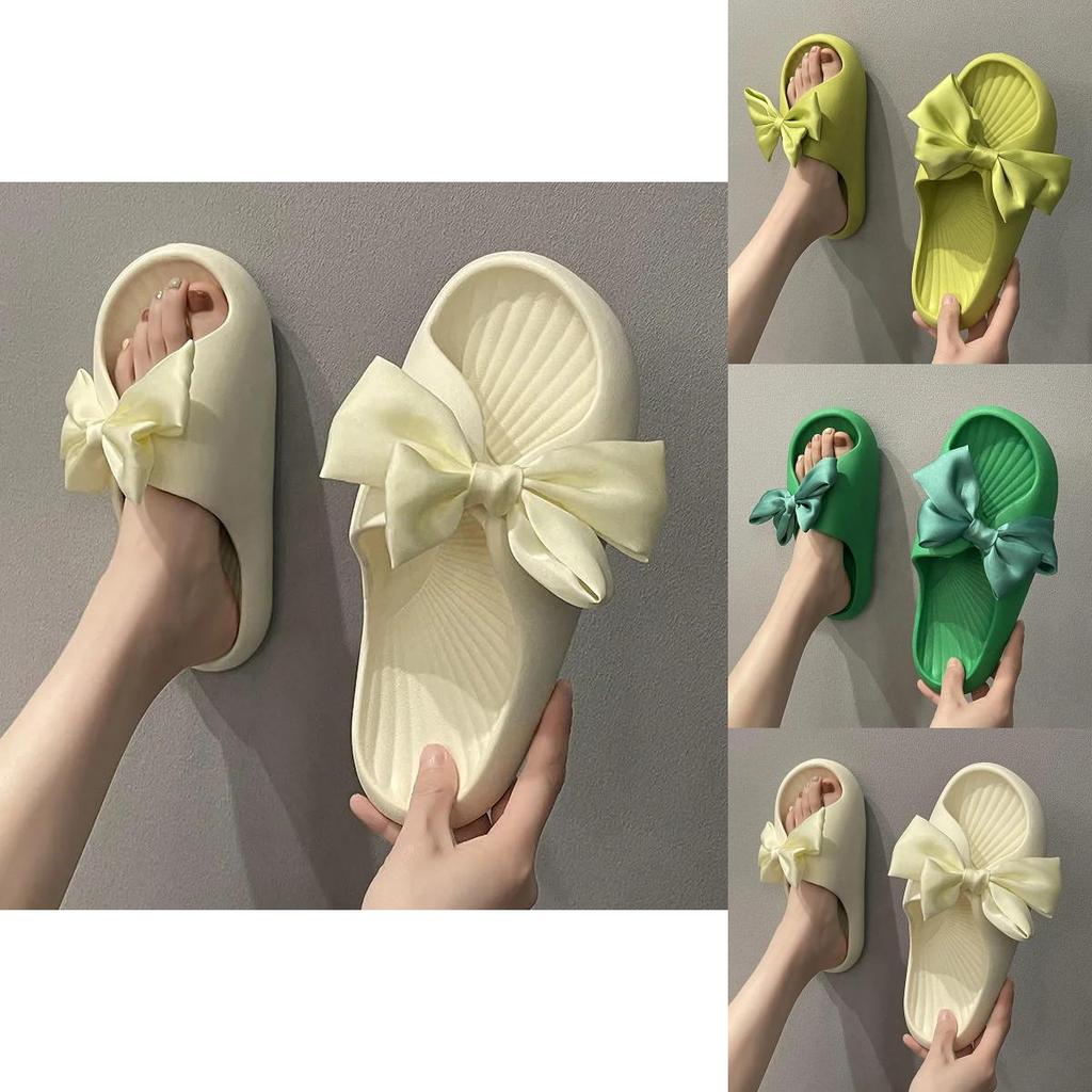 Comfortable And Soft Silk Bow Slippers With Anti-slip Platform