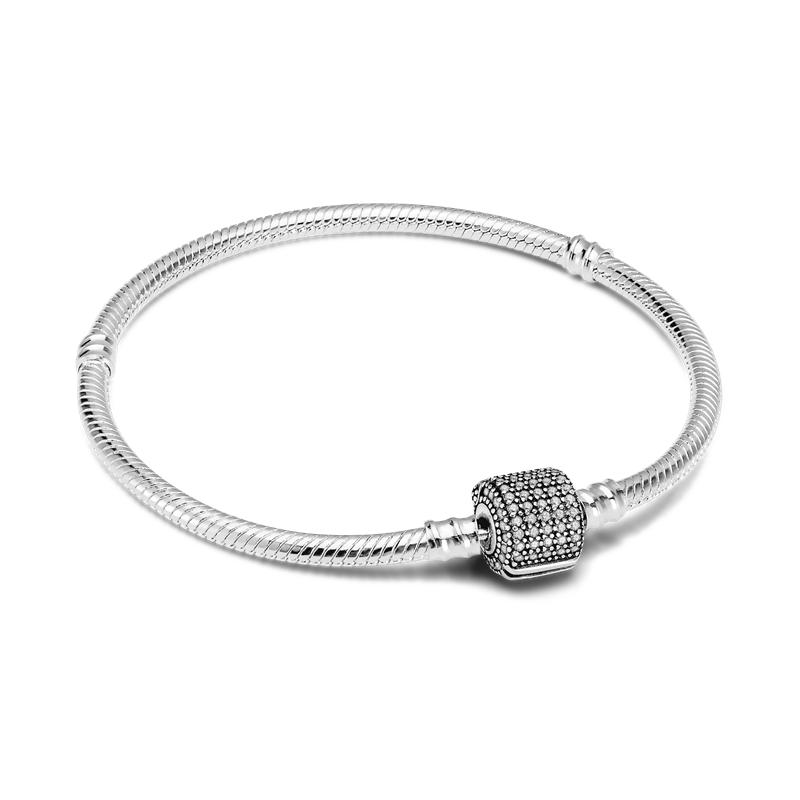 Women Fashion Trend 925 Silver Snake Chain Charm Bracelets Fit Original Bead Pendant DIY Fashion Jewelry Making Accessories Gift