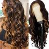 Long Body Wave Ginger Orange Wigs Synthetic Lace Wigs for Women Highlight Black Brown Middle Part Wig Cosplay Hair