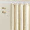Blogger-Approved White Jacquard Waffle Shower Curtain - Punch-Free, Waterproof, Thick Fabric