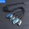 Natural Labradorite Leaf Pendant Blue Moonlight Rough Polished Random Shape Jewelry Crystal Necklace
